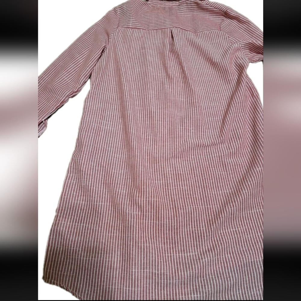 Cellabie Red/White Stripe Button Up Shirt Tunic Lonhg Sleeve XL 💵 - Picture 8 of 10
